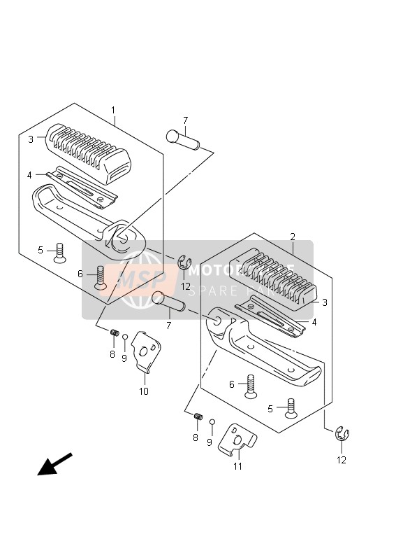 Suzuki UX150 SIXTEEN 2008 Footrest for a 2008 Suzuki UX150 SIXTEEN